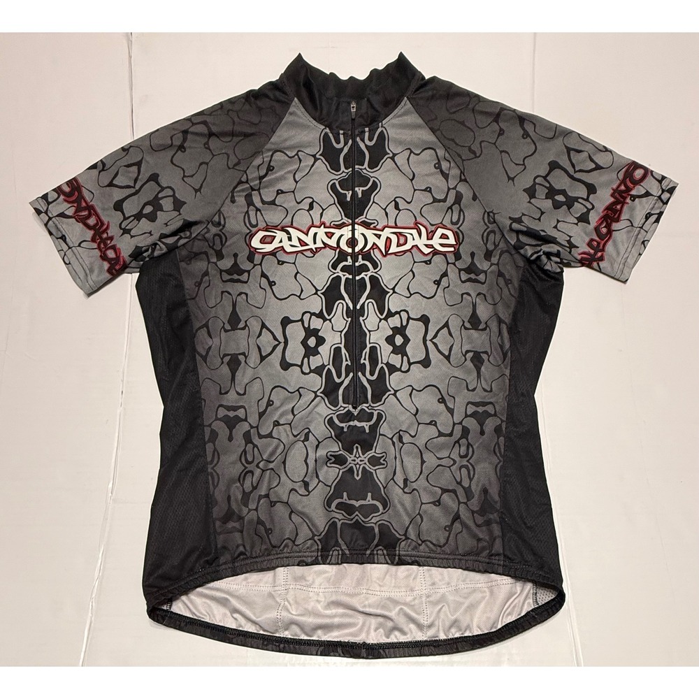 Cannondale Bad Boy Cycling Jersey Mens XXL Gray Black Tribal 1/4 Zip Made in USA